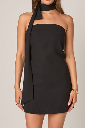 ENDLESS ROSE - Kaitlyn Choker Tie Mini Dress - DRESSES available at Objectrare