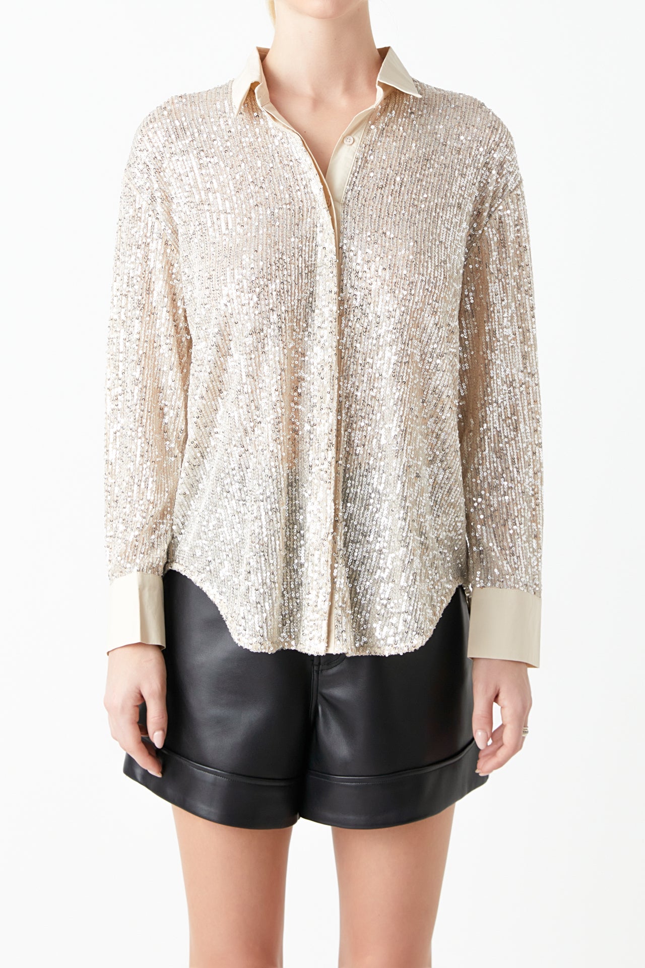 GREY LAB - Oversized Sequin Shirt - TOPS available at Objectrare