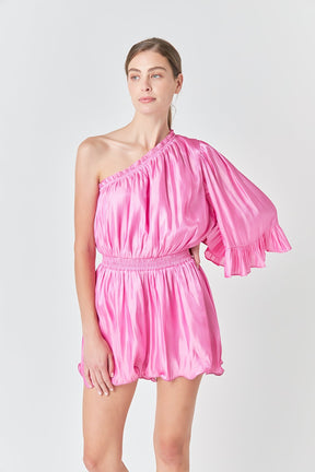 ENDLESS ROSE - Endless Rose - One Shoulder Shiny Romper - ROMPERS available at Objectrare