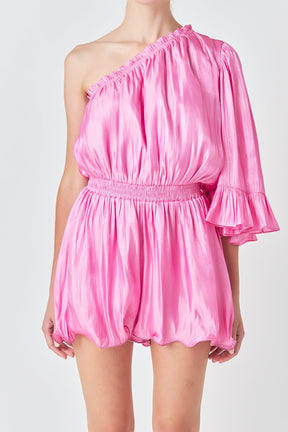 ENDLESS ROSE - Endless Rose - One Shoulder Shiny Romper - ROMPERS available at Objectrare