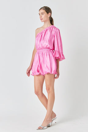 ENDLESS ROSE - Endless Rose - One Shoulder Shiny Romper - ROMPERS available at Objectrare