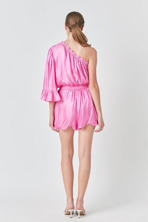 ENDLESS ROSE - Endless Rose - One Shoulder Shiny Romper - ROMPERS available at Objectrare