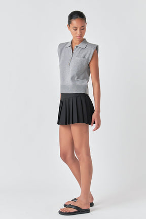 GREY LAB - Soft Sleeveless Knit Polo Top - TOPS available at Objectrare