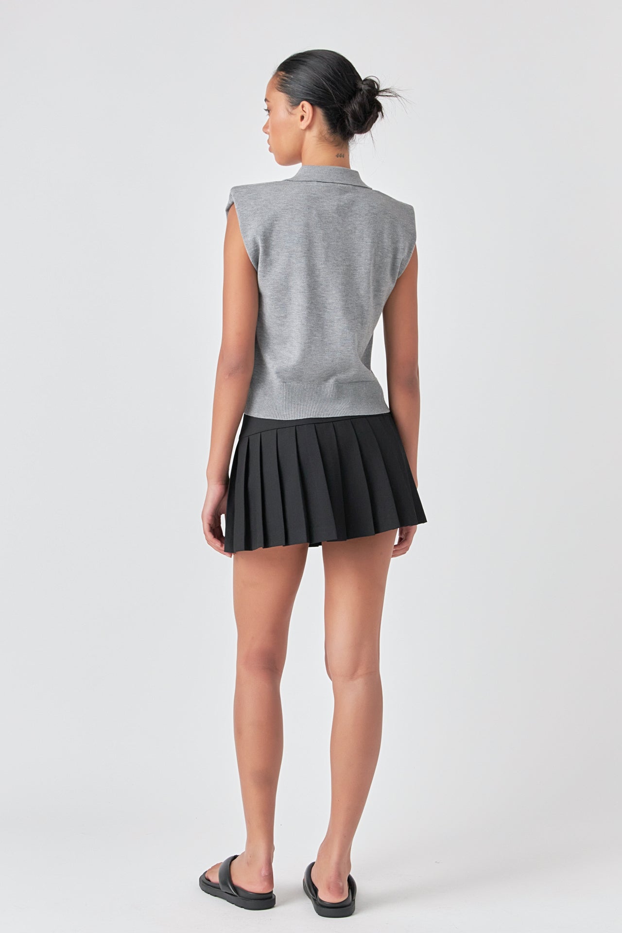 GREY LAB - Soft Sleeveless Knit Polo Top - TOPS available at Objectrare
