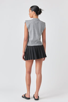 GREY LAB - Soft Sleeveless Knit Polo Top - TOPS available at Objectrare