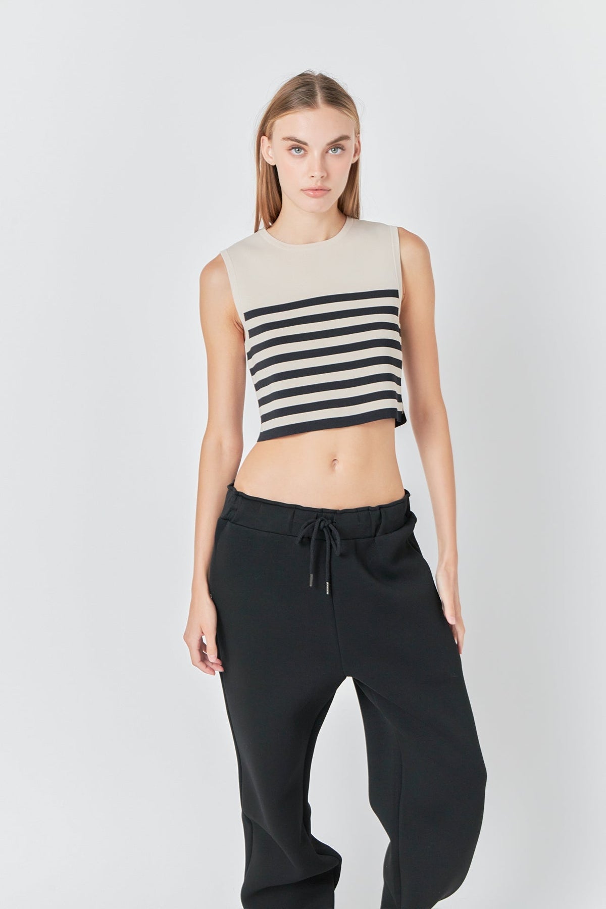 GREY LAB - Striped Knit Sleeveless Top - TOPS available at Objectrare
