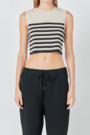 GREY LAB - Striped Knit Sleeveless Top - TOPS available at Objectrare