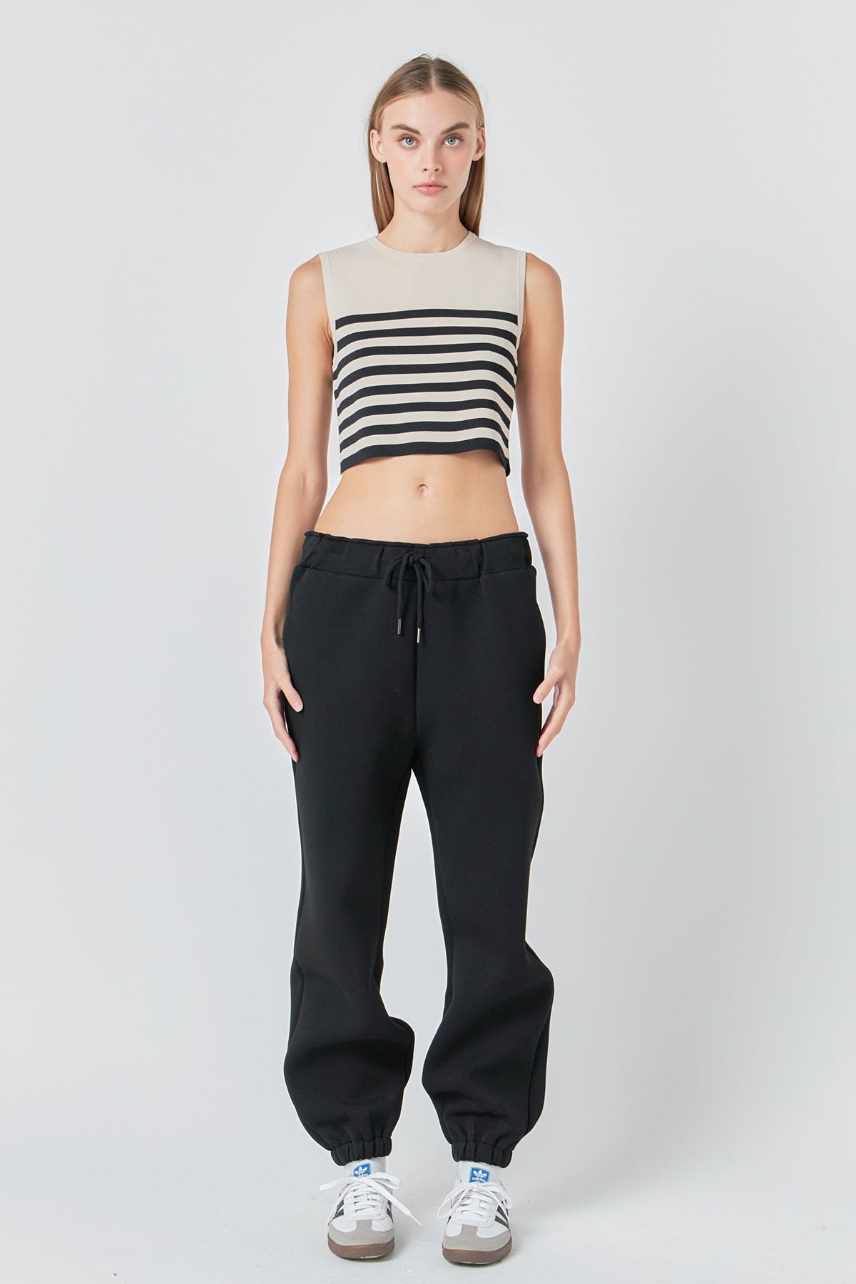 GREY LAB - Striped Knit Sleeveless Top - TOPS available at Objectrare