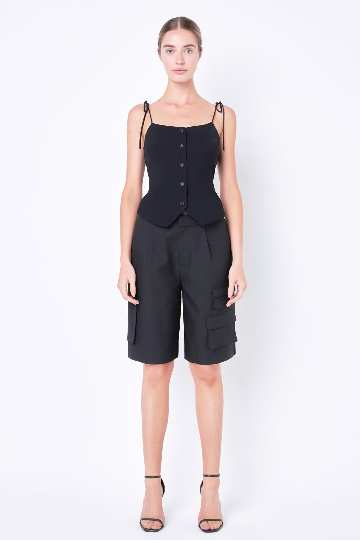 GREY LAB - Strappy Bow Fitted Vest - VEST available at Objectrare
