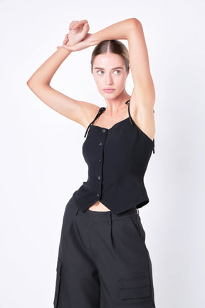 GREY LAB - Strappy Bow Fitted Vest - VEST available at Objectrare