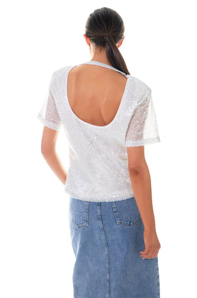 GREY LAB - Sequin Open Back Top - TOPS available at Objectrare
