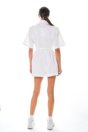 GREY LAB - Shoulder Pad Shirt Romper - ROMPERS available at Objectrare