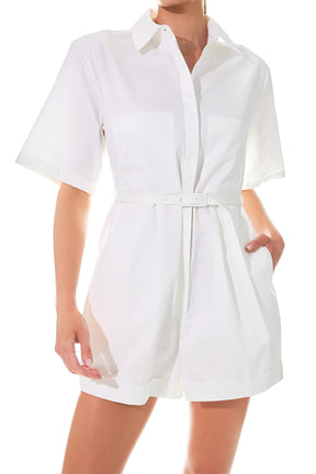 GREY LAB - Shoulder Pad Shirt Romper - ROMPERS available at Objectrare