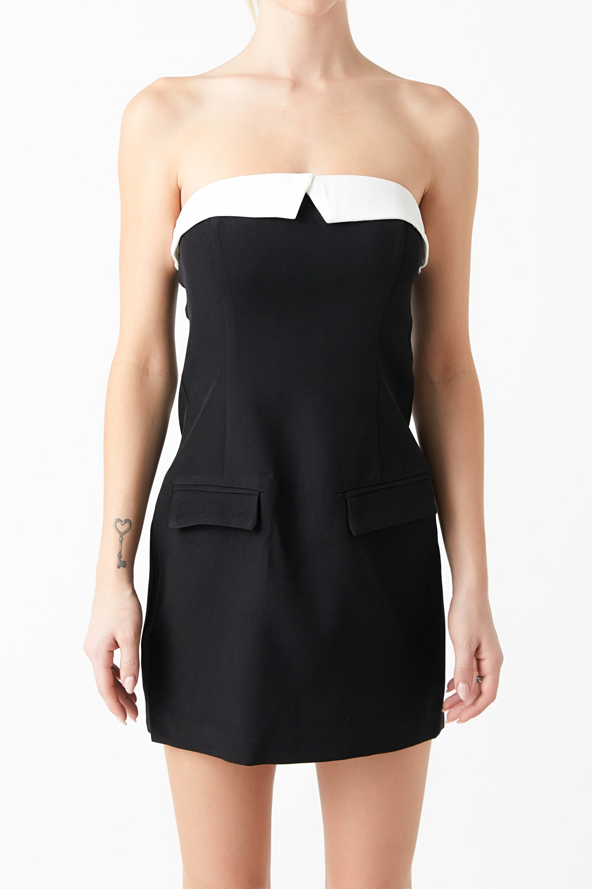 GREY LAB - Strapless Contrast Mini Dress - DRESSES available at Objectrare