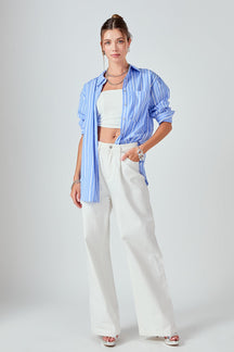 GREY LAB - Striped Oversized Shirt - SHIRTS & BLOUSES available at Objectrare