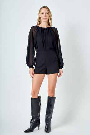 ENDLESS ROSE - Sheer Balloon Bodysuit - TOPS available at Objectrare