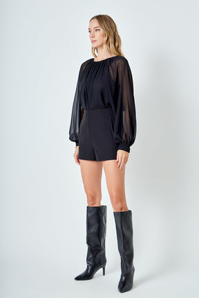 ENDLESS ROSE - Sheer Balloon Bodysuit - TOPS available at Objectrare