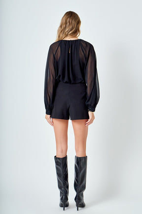 ENDLESS ROSE - Sheer Balloon Bodysuit - TOPS available at Objectrare