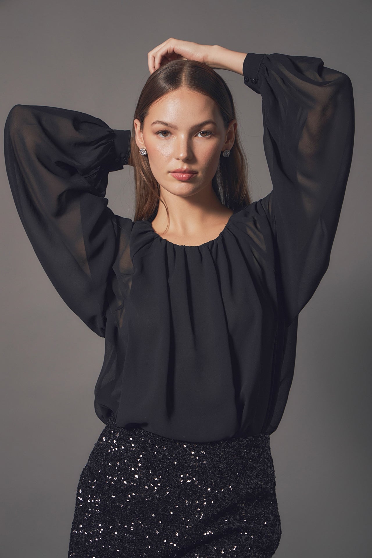 ENDLESS ROSE - Sheer Balloon Bodysuit - TOPS available at Objectrare