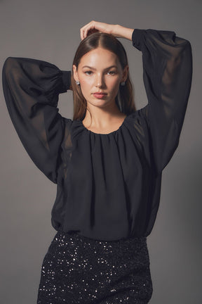 ENDLESS ROSE - Sheer Balloon Bodysuit - TOPS available at Objectrare