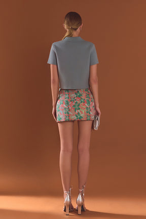 Jewel Buttoned Cropped Knit Top