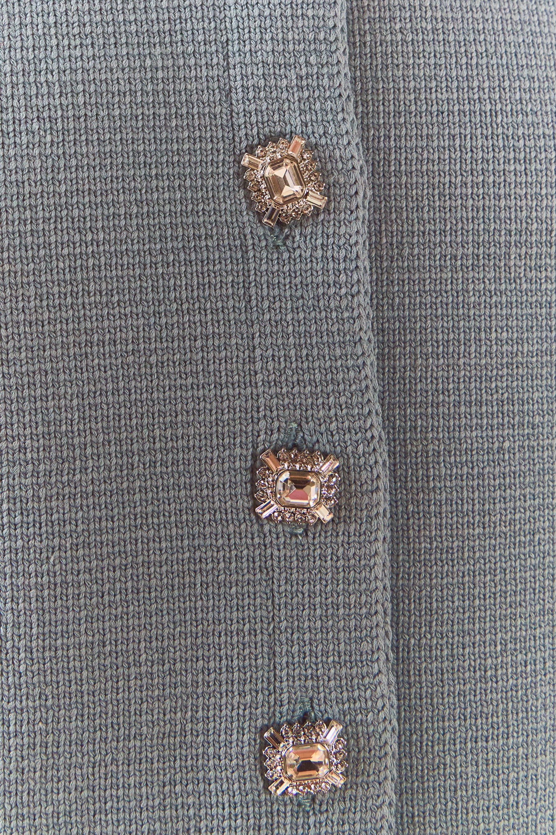 ENDLESS ROSE - Jewel Buttoned Cropped Knit Top - SWEATERS & KNITS available at Objectrare