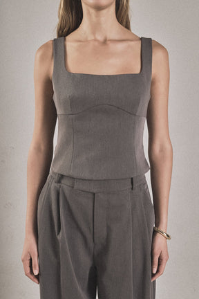 ENDLESS ROSE - Back Bow Sleeveless Fitted Top - TOPS available at Objectrare