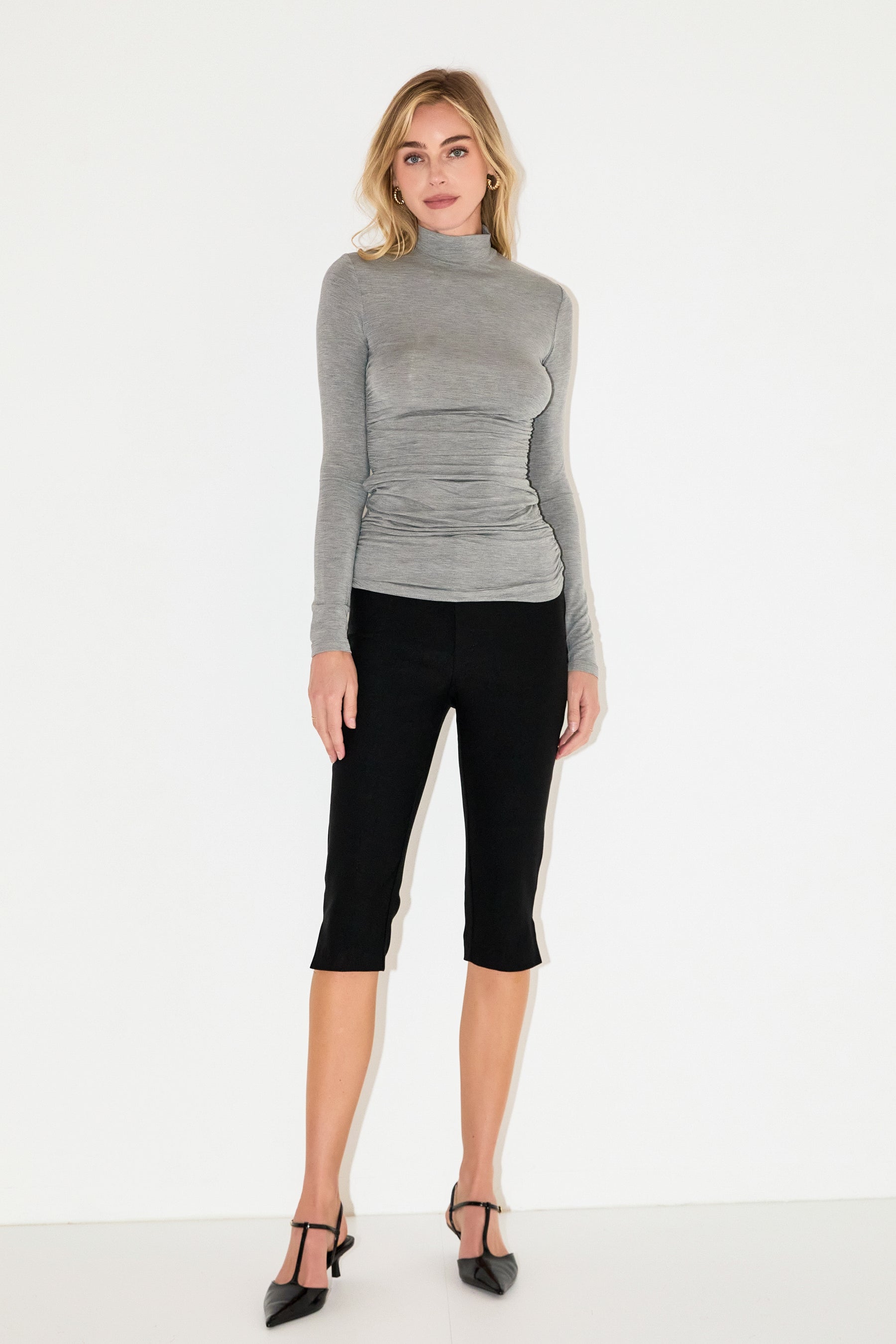 GREY LAB - Ruched Turtleneck Top - TOPS available at Objectrare
