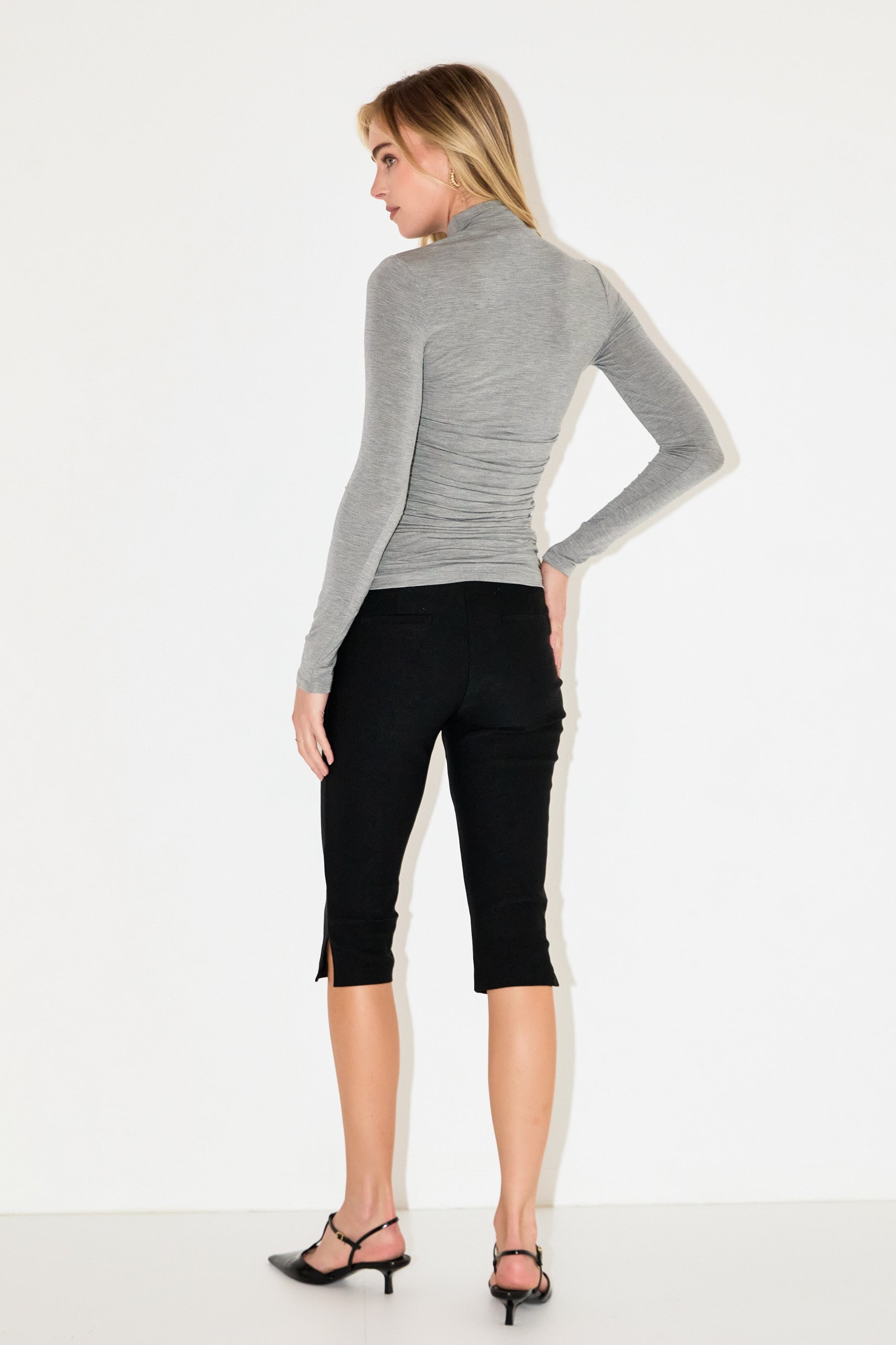 GREY LAB - Ruched Turtleneck Top - TOPS available at Objectrare