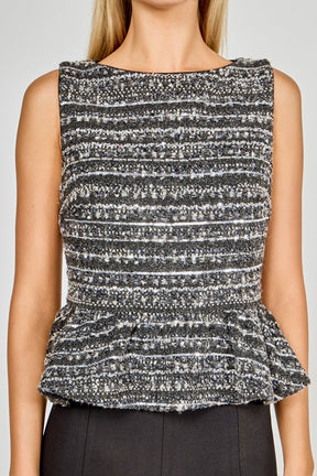 ENDLESS ROSE - Sequin Textured Peplum Top - TOPS available at Objectrare