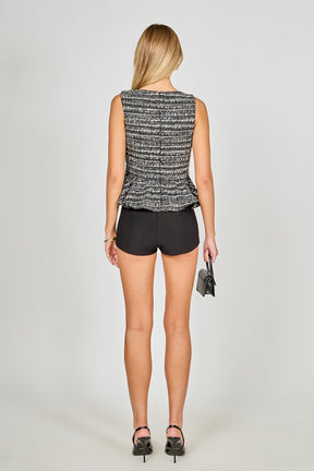 Sequin Textured Peplum Top