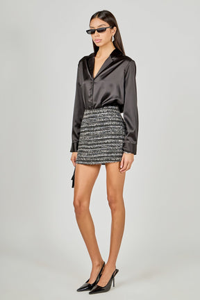 Sequin Textured Mini Skirt