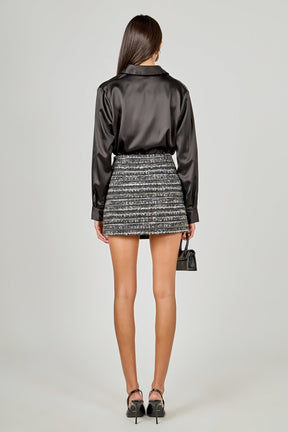 Sequin Textured Mini Skirt