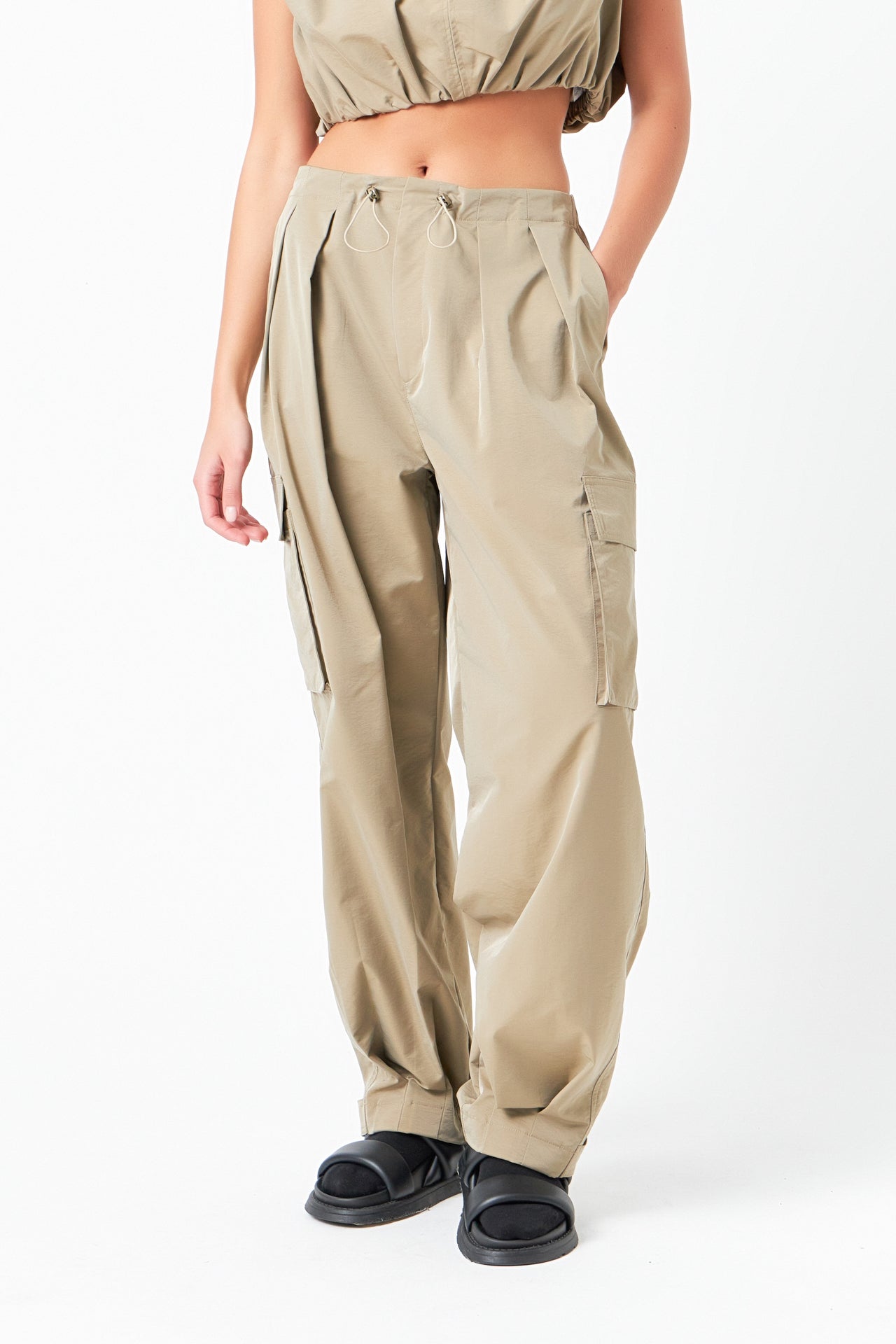 GREY LAB - Low Waisted Pleated Cargo Pants - PANTS available at Objectrare