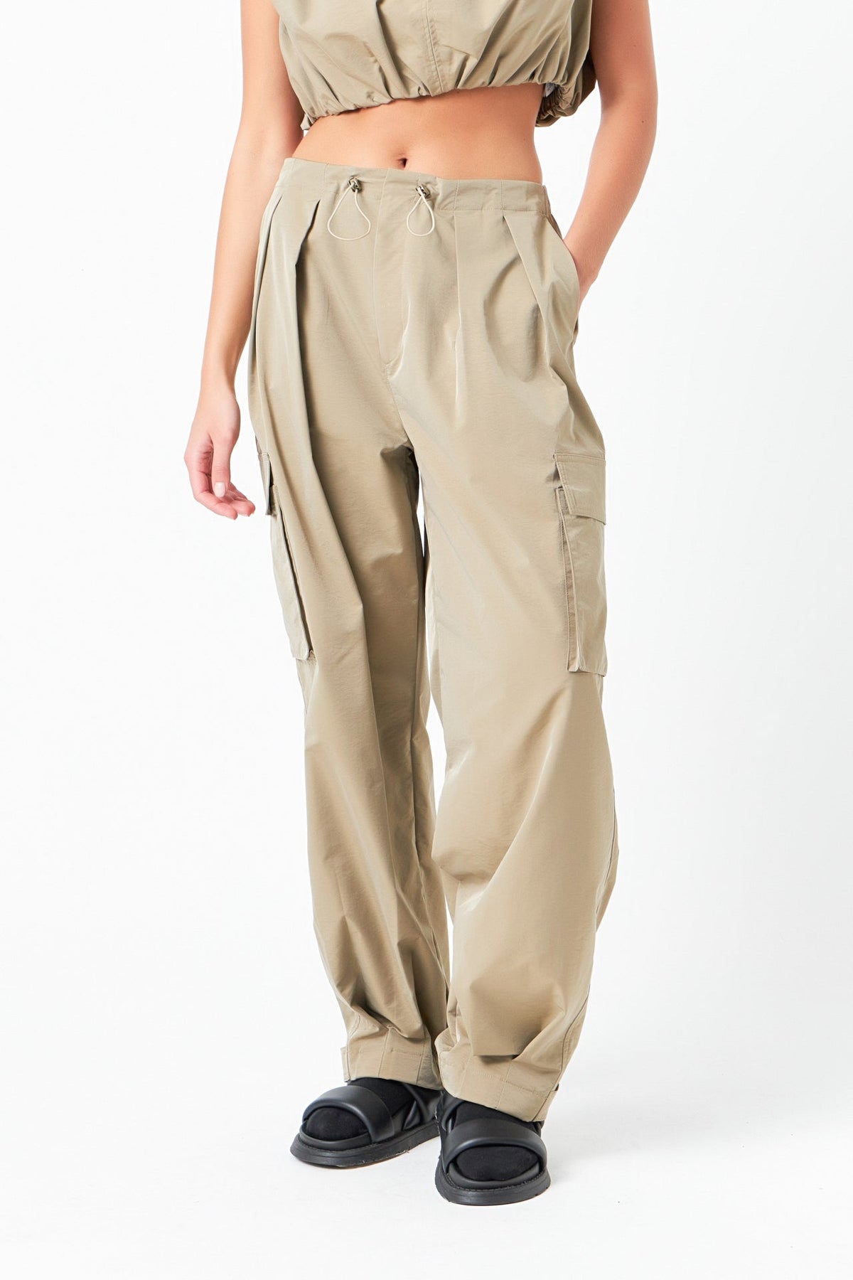 Grey Lab - Low Waisted Pleated Cargo Pants