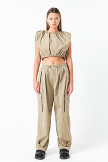 GREY LAB - Low Waisted Pleated Cargo Pants - PANTS available at Objectrare