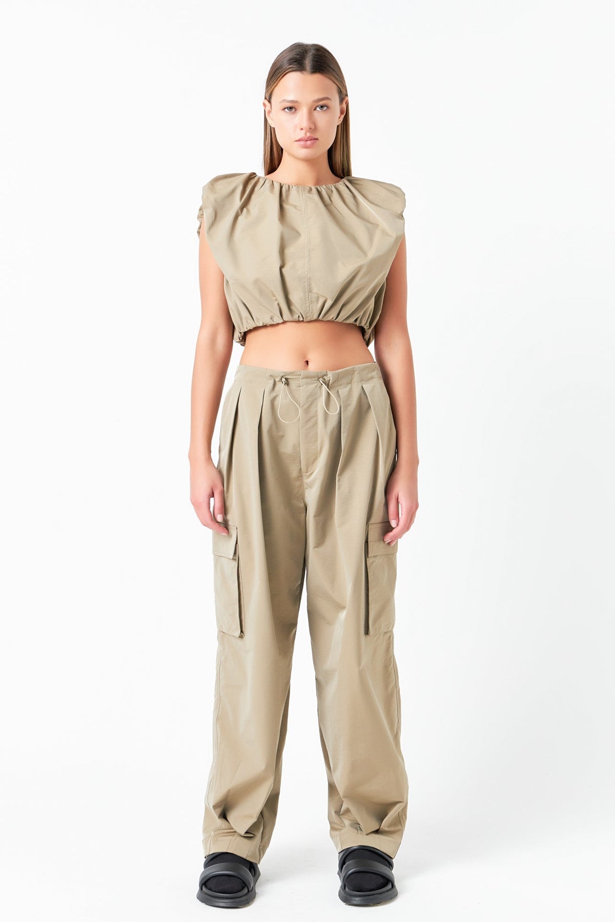 Grey Lab - Low Waisted Pleated Cargo Pants