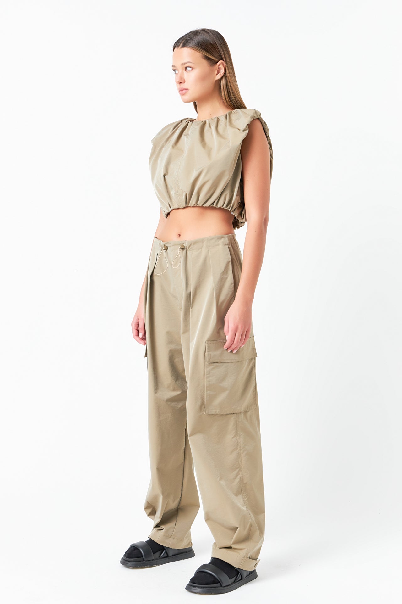 GREY LAB - Low Waisted Pleated Cargo Pants - PANTS available at Objectrare