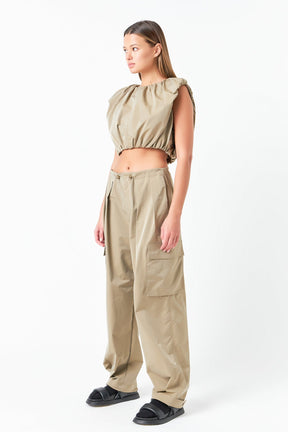 GREY LAB - Low Waisted Pleated Cargo Pants - PANTS available at Objectrare
