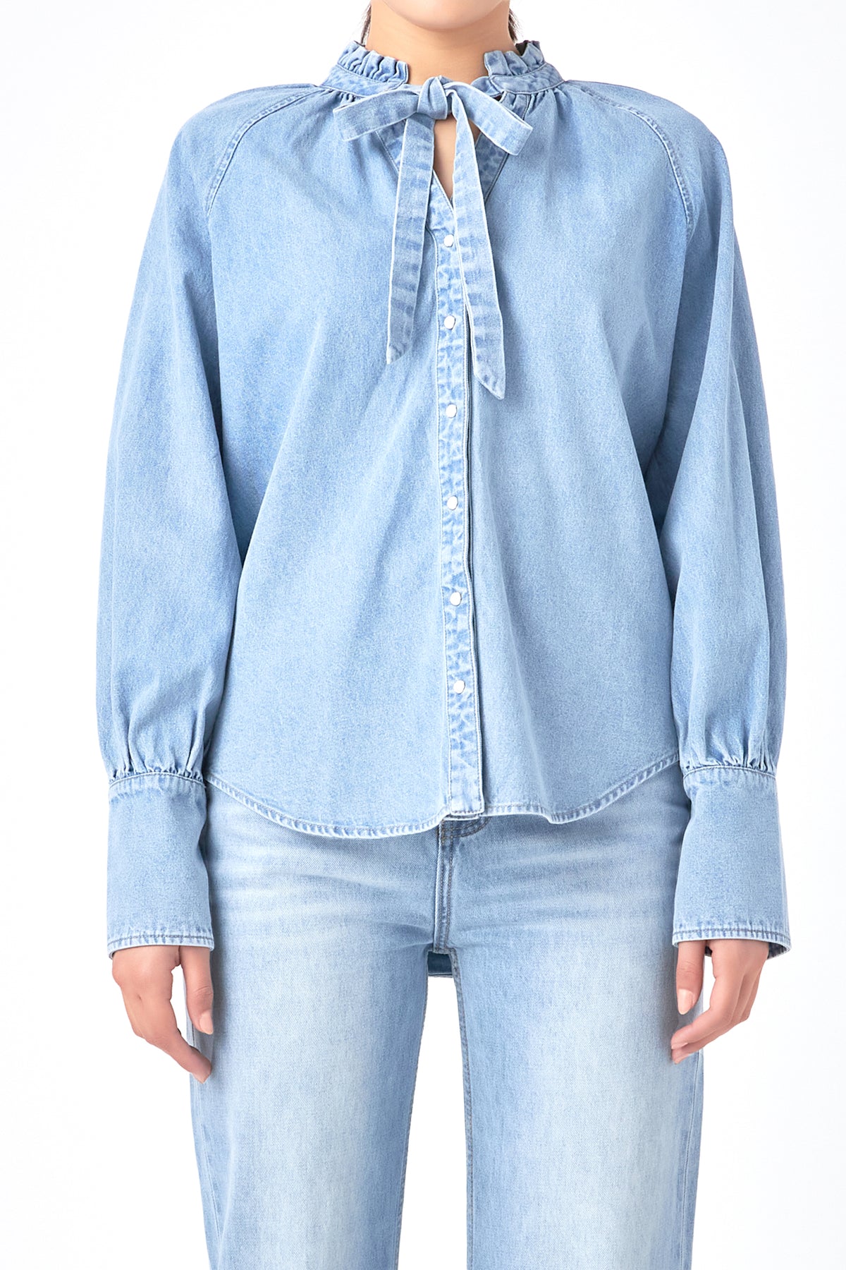 GREY LAB - Denim Shirt with Tie - SHIRTS & BLOUSES available at Objectrare