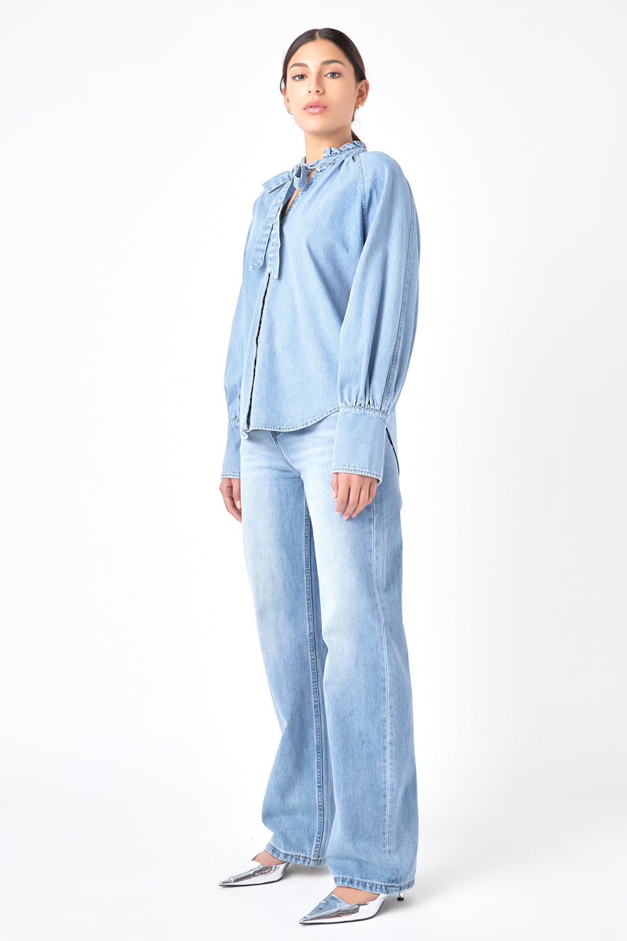 GREY LAB - Denim Shirt with Tie - SHIRTS & BLOUSES available at Objectrare