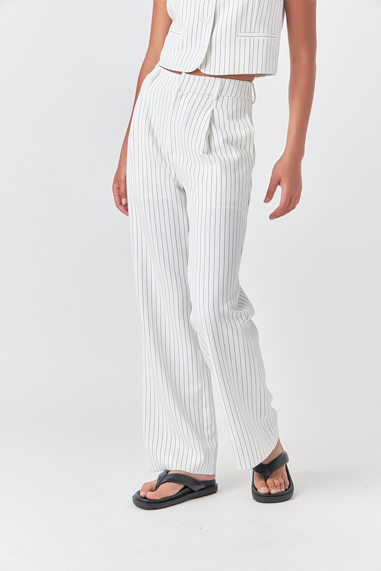 GREY LAB - Grey Lab - Pinstriped High Waisted Wide Trousers - PANTS available at Objectrare