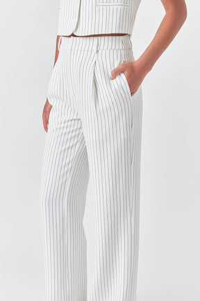 GREY LAB - Grey Lab - Pinstriped High Waisted Wide Trousers - PANTS available at Objectrare