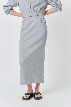 GREY LAB - Mid-Waisted French Terry Maxi Skirt - SKIRTS available at Objectrare