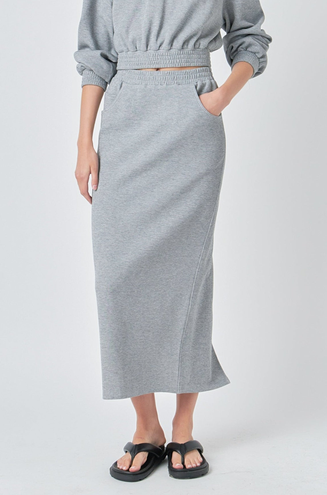 GREY LAB - Grey Lab - Mid-Waisted French Terry Maxi Skirt - SKIRTS available at Objectrare