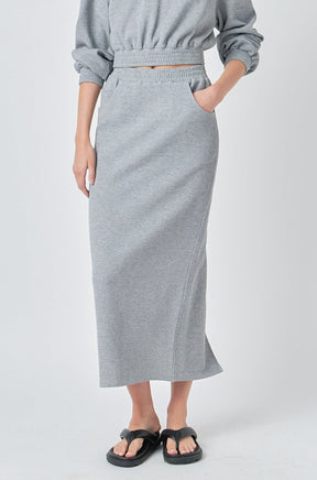 Grey Lab - Mid-Waisted French Terry Maxi Skirt