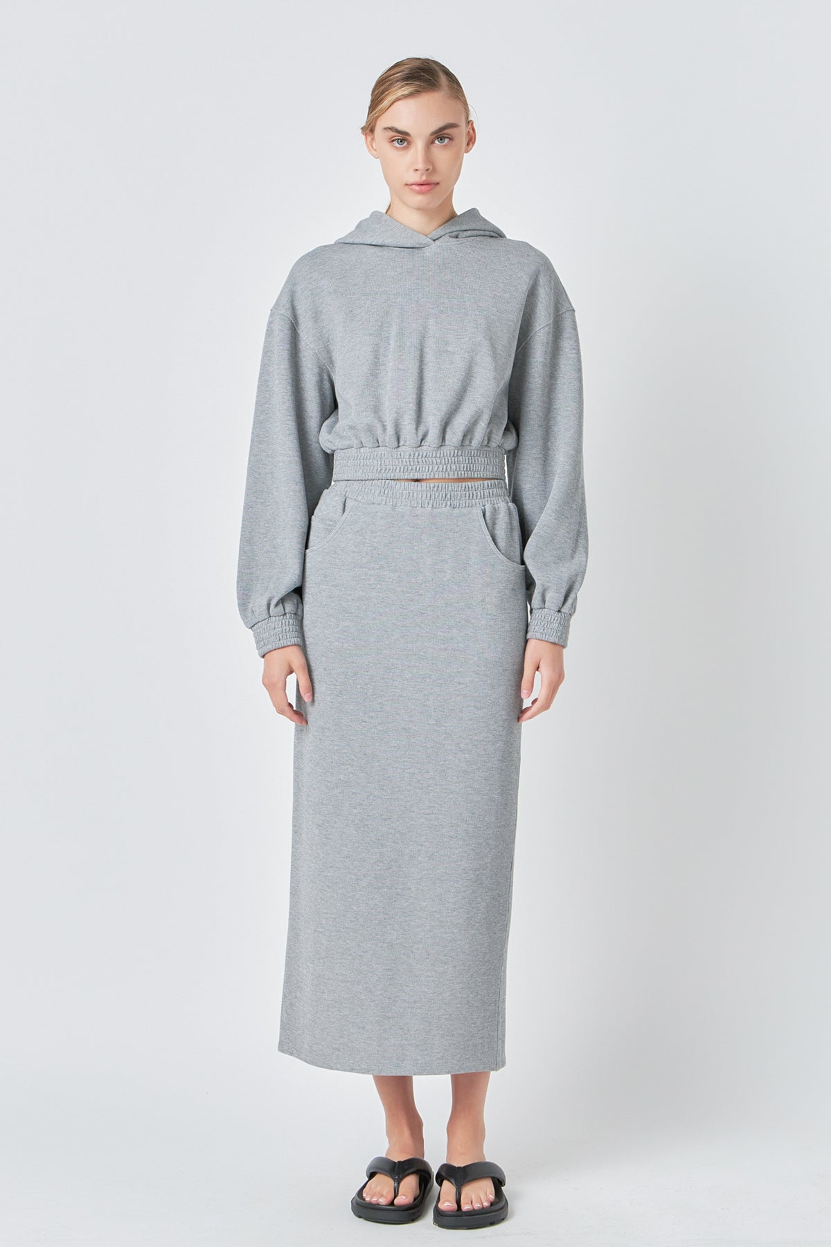 GREY LAB - Mid-Waisted French Terry Maxi Skirt - SKIRTS available at Objectrare