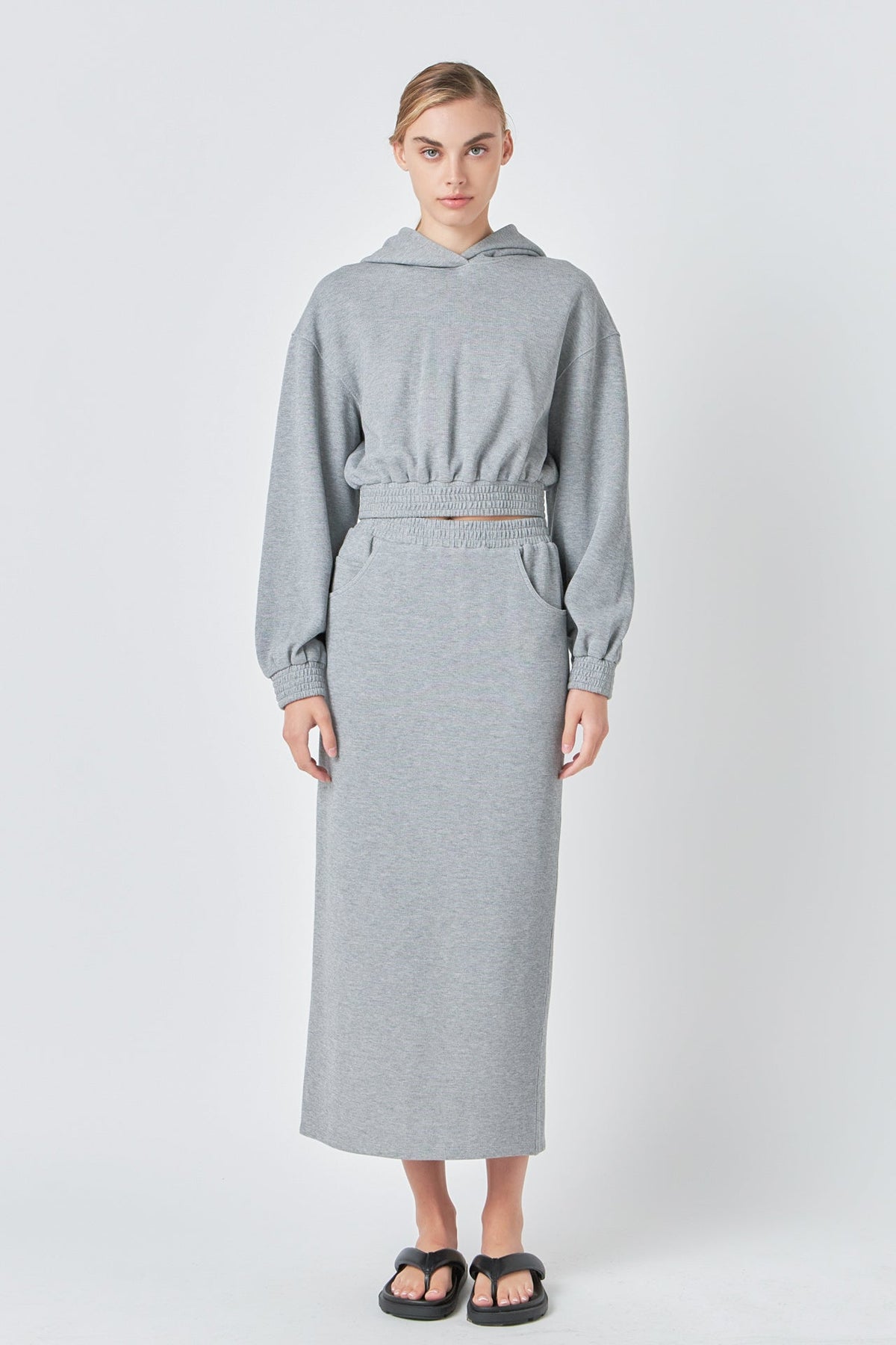 GREY LAB - Mid-Waisted French Terry Maxi Skirt - SKIRTS available at Objectrare