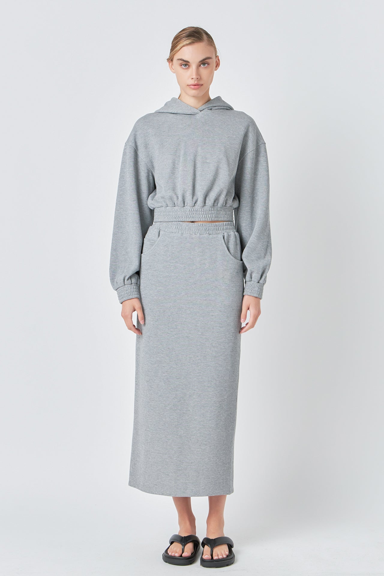 Grey Lab - Mid-Waisted French Terry Maxi Skirt