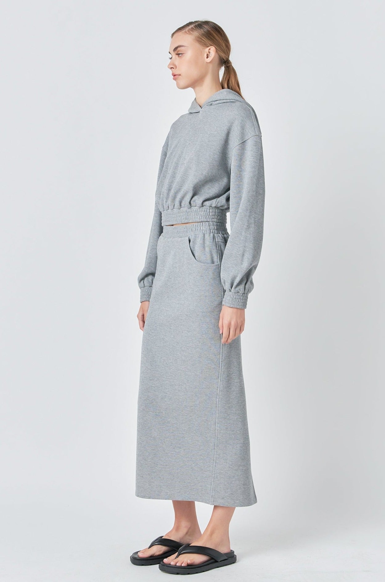 Grey Lab - Mid-Waisted French Terry Maxi Skirt